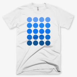 White mens tshirt with blue circles